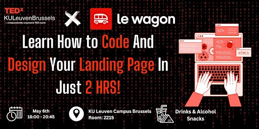 Primaire afbeelding van TEDx | Le Wagon Workshop Experience: Code your First Landing Page
