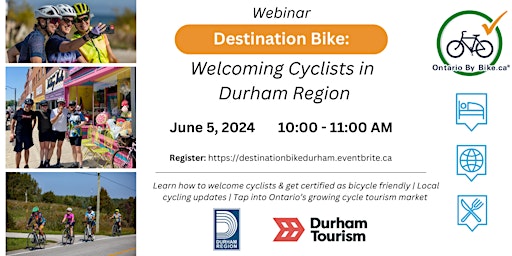 Immagine principale di Webinar: Destination Bike - Welcoming Cyclists in Durham Region 
