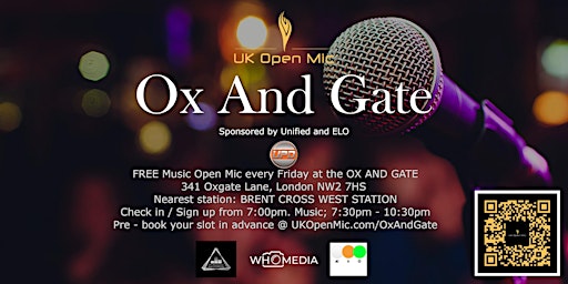 Image principale de UK Open Mic @ Ox & Gate/ BRENT CROSS / CRICKLEWOOD / NEASDEN / WILLESDEN