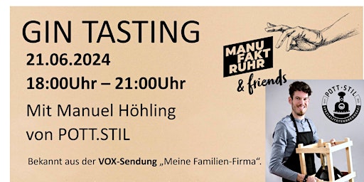 GIN und LIKÖR Tasting mit Manuel Höhling von POTT.STIL primary image