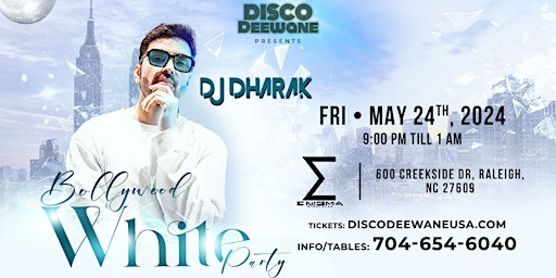 Image principale de BOLLYWOOD WHITE PARTY  FT. DJ DHARAK IN RALEIGH.