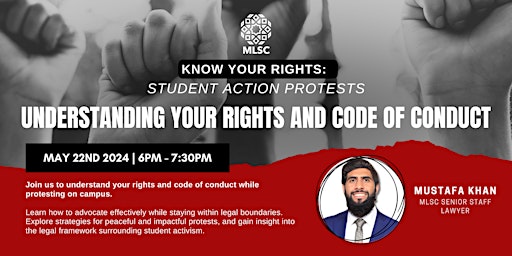 Imagem principal do evento Know Your Rights: Understanding Student Action Protest & Code of Conduct
