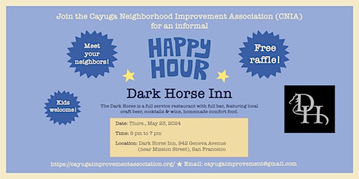 Imagem principal do evento CNIA happy hour social May 23 at Dark Horse