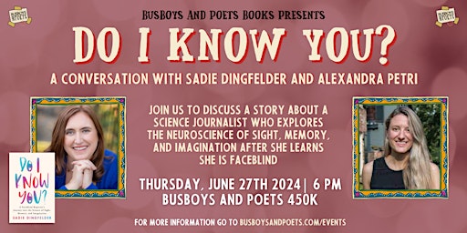 Primaire afbeelding van DO I KNOW YOU? | A  Busboys and Poets Books Presentation
