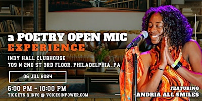 Imagem principal de Voices In Power: a Poetry Open Mic Experience ft Andria All Smiles | PHILLY