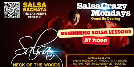 Imagem principal do evento SalsaCrazy Mondays Beginning Salsa Dance Classes and Salsa Bachata Dancing