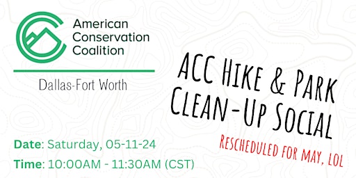 Immagine principale di ACC DFW: Group Hike, Clean Up & Social at Marion Sansom Park 