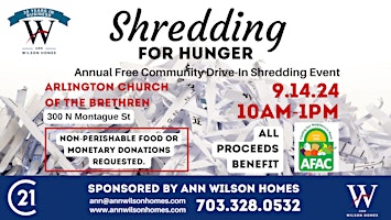 Primaire afbeelding van Shredding For Hunger | Free Community Drive-In Shredding Event