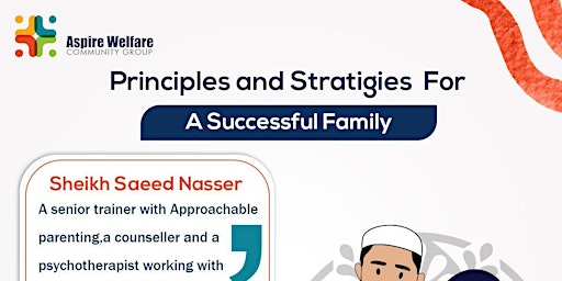 Primaire afbeelding van Inspiring Lecture on Principles and Strategies for a Success Family