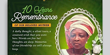 10th years Remembrance Of Our Beloved Mother Mrs R, Ad