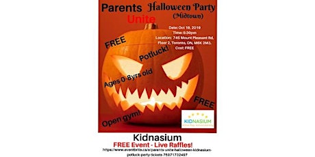 Parents Unite Halloween Kidnasium Potluck Party! primary image