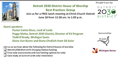 Imagem principal de Detroit 2030 District House of Worship Best Practices Group