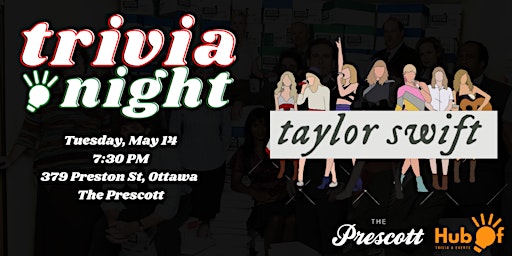 Imagem principal de TAYLOR SWIFT Trivia Night - The Prescott (Ottawa)