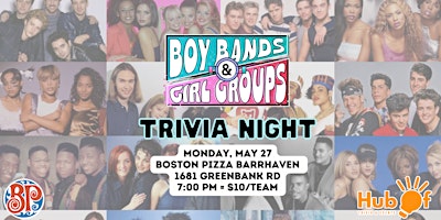 Primaire afbeelding van BOY BAND / GIRL GROUP  Trivia Night!  - Boston Pizza Barrhaven