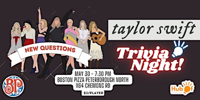 Immagine principale di Taylor Swift Trivia Night - Boston Pizza (Peterborough North) 