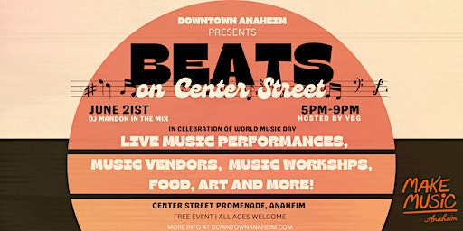 Imagem principal do evento Beats on Center Street (FREE EVENT NO TICKETS REQUIRED)