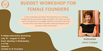 Immagine principale di Budget Workshop for Female Founders 