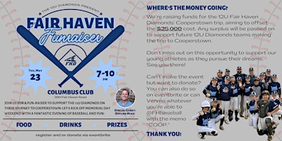 Hauptbild für FHD Baseball 12U Cooperstown Fundraiser