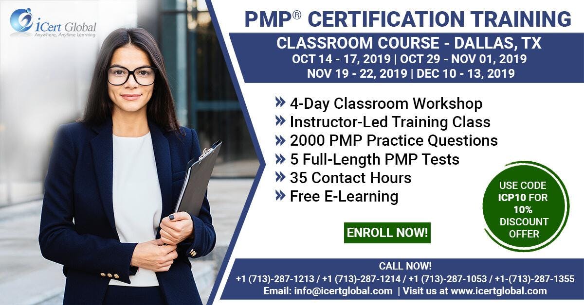 PMP® Certification Training Course in Dallas, TX, USA | 4-Day PMP® Boot Camp with PMI® Membership and PMP Exam Fees Included. 