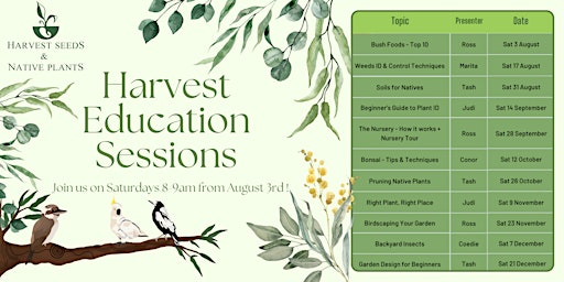 Primaire afbeelding van Harvest Education Sessions