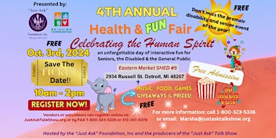 Primaire afbeelding van "JUST ASK" FOUNDATION 4TH ANNUAL HEALTH & FUN FAIR EVENT