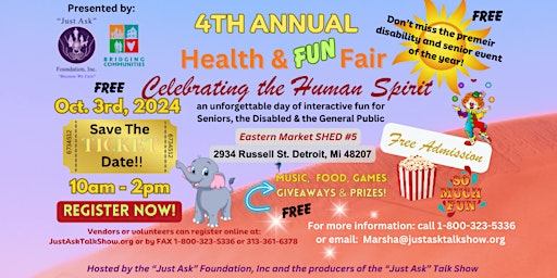 Primaire afbeelding van "JUST ASK" FOUNDATION 4TH ANNUAL HEALTH & FUN FAIR EVENT