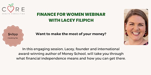 Imagen principal de Finance for Women Webinar with Lacey Filipich