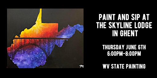 Primaire afbeelding van Paint & Sip at The Skyline Lodge in Ghent - WV State Painting