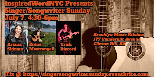 InspiredWordNYC Presents Singer/Songwriter Sunday at Brooklyn Music Kitchen primary image