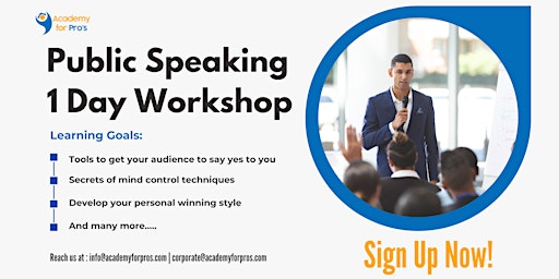 Primaire afbeelding van Public Speaking 1 Day Workshop in Sydney on 10th May, 2024