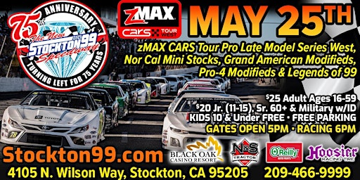 Imagem principal do evento zMAX CARS Tour Pro Late Model Series West at the Stockton 99 Speedway!