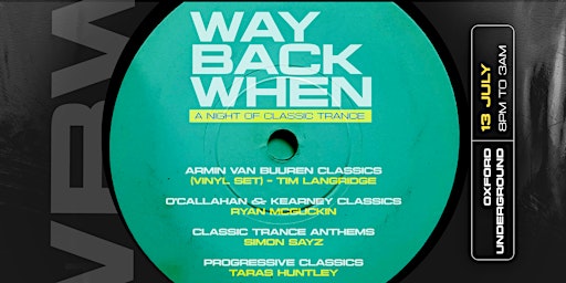 Way Back When - A Night Of Classic Trance  primärbild