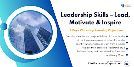 Hauptbild für Leadership Skills 2 Days Workshop in Tampa, FL on May 23rd, 2024