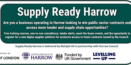 Immagine principale di 'Become a Harrow Supplier' Day - "Workshop on How to write bids that WIN" 