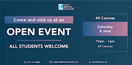 Open Event 12pm-College Green Centre (All Students)