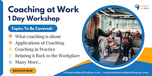 Primaire afbeelding van Coaching at Work Workshop in New York City, NY on  May 31, 2024
