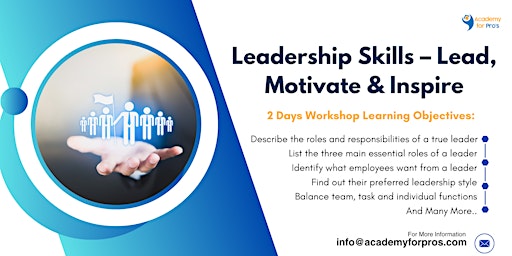 Image principale de Leadership Skills 2 Days Workshop in Tampa, FL on May 23rd, 2024