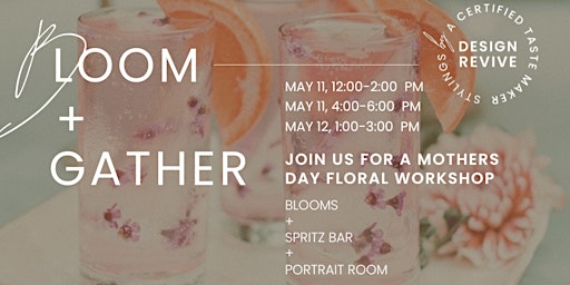 Imagen principal de Bloom + Sip + Gather for an unforgettable Mother’s Day floral workshop
