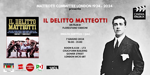Image principale de The Matteotti Assassination: screening and Q/A