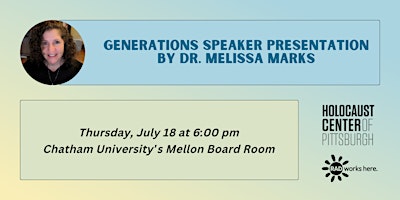 Image principale de Generations Speaker Presentation by Dr. Melissa Marks