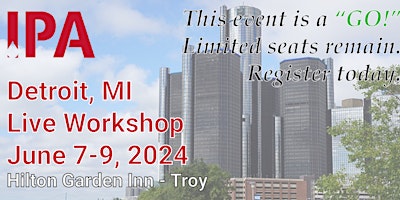 Hauptbild für IPA *LIVE* Workshop - Detroit, MI - June 7-9, 2024