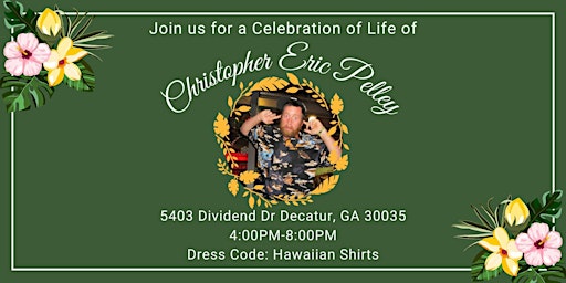 Imagem principal do evento Celebration of life for Christopher Eric Pelley