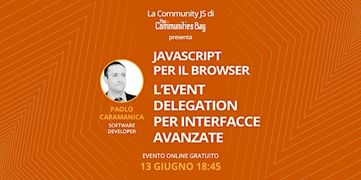 Imagem principal do evento JavaScript per il Browser: l’Event Delegation per interfacce avanzate