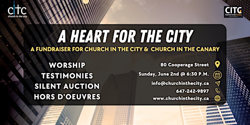 Immagine principale di A HEART FOR THE CITY: A FUNDRAISER FOR CHURCH IN THE CITY & CANARY 