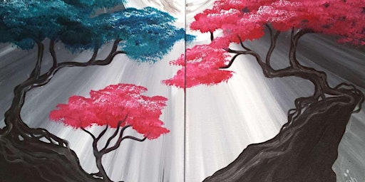 Imagem principal de Dual Canvas Ethereal Trees - Paint and Sip by Classpop!™