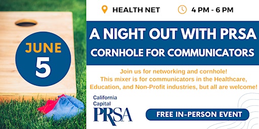 Imagem principal do evento A Night Out with PRSA: Cornhole for Communicators