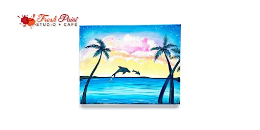 Primaire afbeelding van In-Studio Paint Night - Sunset Beach Holiday Getaway with Dolphins