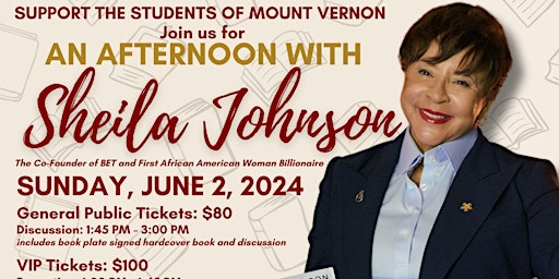 Primaire afbeelding van Mt. Vernon City School District Fundraiser:Afternoon with Sheila Johnson