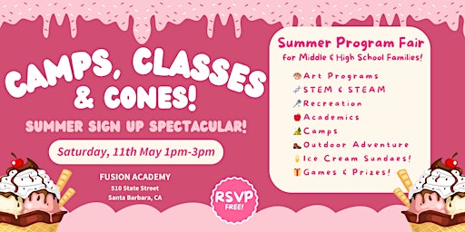 Primaire afbeelding van Camps, Classes, and Cones! Summer Sign Up Spectacular!