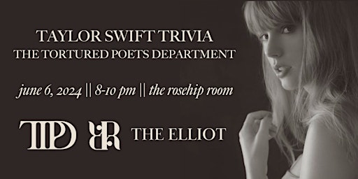 Imagem principal de Taylor Swift's The Tortured Poets Department Trivia in The Rosehip Room
